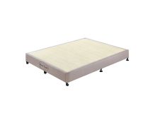 Mattress Base Ensemble King Size Solid Wooden Slat in Beige with Removable Cover