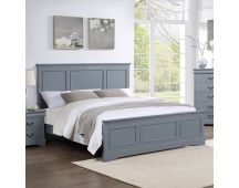 King Bed Frame in Solid Wood with Slats Support in Grey colour