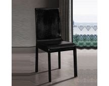 2x Steel Frame Black Leatherette Medium High Backrest Dining Chairs with Wooden legs