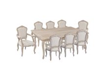 Medium Size Oak Wood White Washed Finish Arm Chair Dining Set