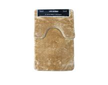 2 Pce Sorrento Plush Quality Non-slip Rubber Back Bath Mat Set Latte