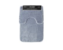 2 Pce Sorrento Plush Quality Non-slip Rubber Back Bath Mat Set Slate Grey