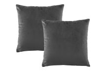 Bianca Pair of Vivid Coordinate Velvet Coal European Pillowcases 65 x 65 cm