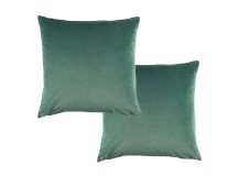 Bianca Pair of Vivid Coordinate Velvet Sage European Pillowcases 65 x 65 cm