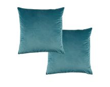 Bianca Pair of Vivid Coordinate Velvet Teal European Pillowcases 65 x 65 cm