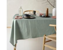 Vintage Design Homewares Helm Green Washed Linen Cotton Tablecloth 180cm x 180cm Square