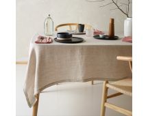 Vintage Design Homewares Helm Natural Washed Linen Cotton Tablecloth 180cm Diameter Round