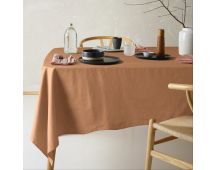 Vintage Design Homewares Helm Terracotta Washed Linen Cotton Tablecloth 180cm Diameter Round