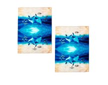 Ashdene Set of 2 Playful Dolphins Cotton Kitchen Tea Towels 50 x 70 cm Underwater Buddies