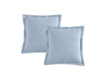 Private Collection Pair of Marbella Blue 100% Cotton Matelasse European Pillowcases 65 x 65cm