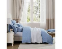 Private Collection Marbella Blue 100% Cotton Matelasse Quilt Cover Set King