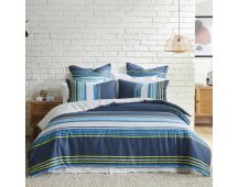 Logan and Mason 250TC Zayn Blue Cotton Sateen Quilt Cover Set King