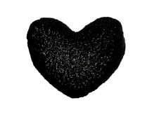 Georges Fine Linens Sequined Heart Shape Filled Cushion - Black