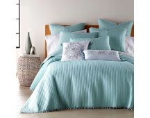 Jenny Mclean Clavo Pompom Blue 3 Piece 100% Cotton Coverlet Set Super King