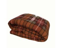 Elements 240GSM Polar Fleece Blanket 220cm x 240cm Checked Burnt Orange - Queen