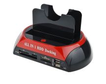 All In One Docking Station USB Dual-Bay Hard Drive 2.5" 3.5" IDE SATA SSD Card Reader