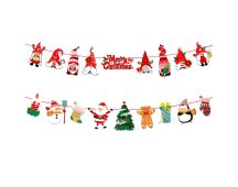 2Pack 3M Christmas Bunting Banners Garland Wall Decor Elk Snowman Party Decor(TO25+TO26)