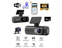 4K Front and Rear Dual Dash Cam WiFi GPS Car Camera with 64GB SD Card