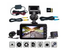 3inch LCD HD Dual Camera Motorcycle DVR Video Driving Recorder With 32G Card