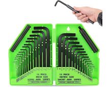 SWANLAKE 32PCS Hex Key Set, Allen Wrench Set Inch/Metric MM(0.7mm-10mm) SAE(0.028"-3/8)