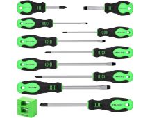 SWANLAKE 11PCS Screwdriver Set, Magnetic 5 Phillips and 5 Flat Head Tips for Fastening and Loosening Seized (11PCS)