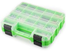 SWANLAKE Small Parts Organizer, 34-Compartments Double Side Storage Box with Removable Dividers, Tools Box Screw Organizer For Nuts, Bolts, Screws, Nails, Small Hardware