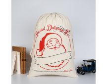 Large Christmas XMAS Hessian Santa Sack Stocking Bag Reindeer Children Gifts Bag, Cream - Special Delivery For