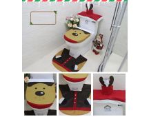 4pcs Christmas Toilet Seat Cover Rug Bathroom Set Santa Snowman Xmas Home Décor, Reindeer