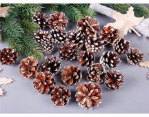 18 Christmas Natural Pine Cones Xmas Tree Hanging Home Decoration Ornament Gifts, 18x Natural w Snow Covered Pinecones