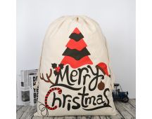 Large Christmas XMAS Hessian Santa Sack Stocking Bag Reindeer Children Gifts Bag, Cream - Christmas Tree