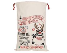 Large Christmas XMAS Hessian Santa Sack Stocking Bag Reindeer Children Gifts Bag, Cream - Reindeer Mail (2)