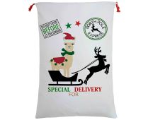 Large Christmas XMAS Hessian Santa Sack Stocking Bag Reindeer Children Gifts Bag, Special Delivery By Alpaca