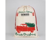 Large Christmas XMAS Hessian Santa Sack Stocking Bag Reindeer Children Gifts Bag, Cream - Car Gift Express