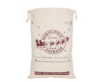 Large Christmas XMAS Hessian Santa Sack Stocking Bag Reindeer Children Gifts Bag, Cream - Checked By Head Ell