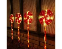 4pcs Solar Lollipops Cane Light Candy Cane Lights Water-resistant Christmas Outdoor Lawn Light