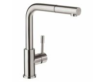 2023 Brushed Nickel Stainless steel L shape pull out with spray function spring kitchen mixer tap faucet Stainless steel Made PVD plated