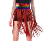 Sequin Belt w/Fringe Skirt Belly Dance Dancer Costume Party - Rainbow