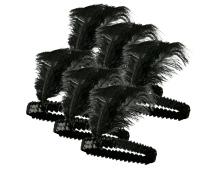 6x 1920s FLAPPER HEADBAND Headpiece Feather Sequin Charleston Costume Party BULK - Black