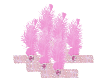 6x 1920s FLAPPER HEADBAND Headpiece Feather Sequin Charleston Costume Party BULK - Light Pink