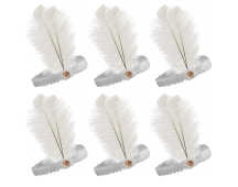 6x 1920s FLAPPER HEADBAND Headpiece Feather Sequin Charleston Costume Party BULK - White