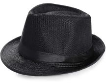 CLASSIC TRILBY HAT Fedora Cap Costume Gangster - Black- One Size (58cm)