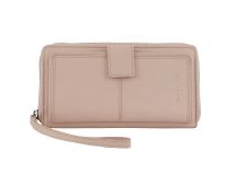 Pierre Cardin Womens Leather Zip Around Wallet RFID Blocking w/ Wristlet in Nude