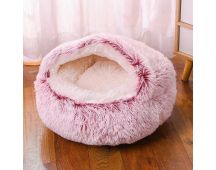 Pink Small PawfectFriend Cozy Burrowing Cave Pet Bed for Dogs Cats Kitten Plush Warm Soft Sleeping Nest - pink small