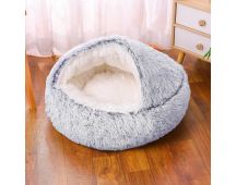 Grey Small PawfectFriend Cozy Burrowing Cave Pet Bed for Dogs Cats Kitten Plush Warm Soft Sleeping Nest - gray small