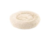 Large-60cm cream PawfectFriend Dog Pet Cat Calming Bed Plush Beds Large Fluffy Donut Comfy Cushion Puppy Mat