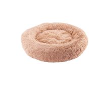 Large-60cm peach PawfectFriend Dog Pet Cat Calming Bed Plush Beds Large Fluffy Donut Comfy Cushion Puppy Mat