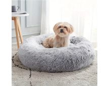 XL-70cm light-grey PawfectFriend Dog Pet Cat Calming Bed Plush Beds Large Fluffy Donut Comfy Cushion Puppy Mat