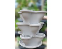 Single 3 Tier Extra Large Verandah Planter - Stone White