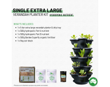 Single 5 Tier Extra Large Verandah Planter Garden Kit (Inc Coir, A & B Nutrient and Bardee Superfly Organic Booster) - Charcoal