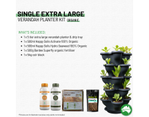 Single 5 Tier Extra Large Verandah Planter Garden Kit (Inc Coir, A & B Nutrient and Bardee Superfly Organic Booster) - Charcoal